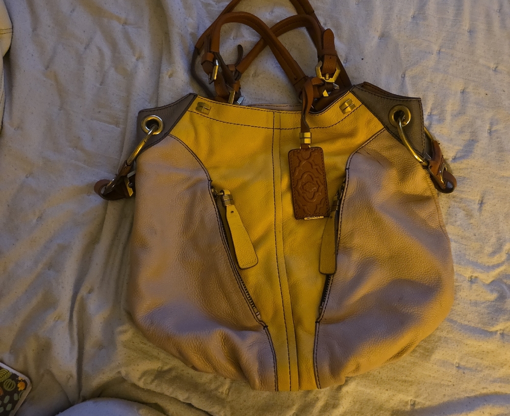 Elegant Yellow and Tan Shoulder Bag